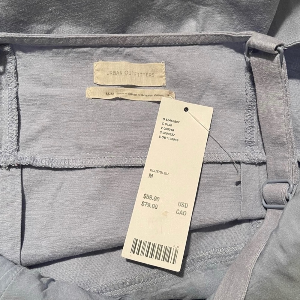 Urban Outfitters Women's Winona Linen Bay Blue Mini Dress Medium - Picture 8 of 10